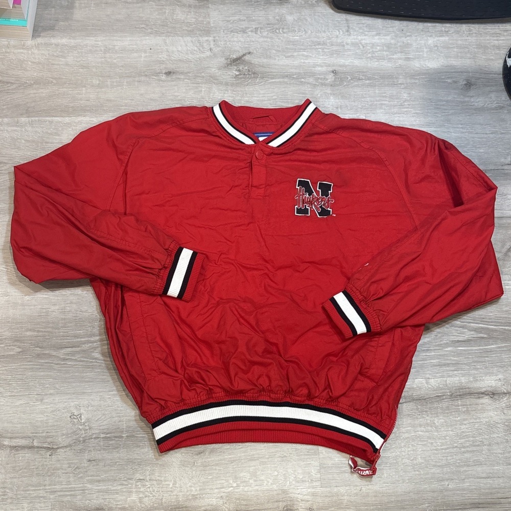 Vintage Starter Nebraska Cornhuskers 1/4 Button Pullover Red Men's Size L 90s